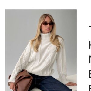 Princess Polly Cream Turtleneck Sweater